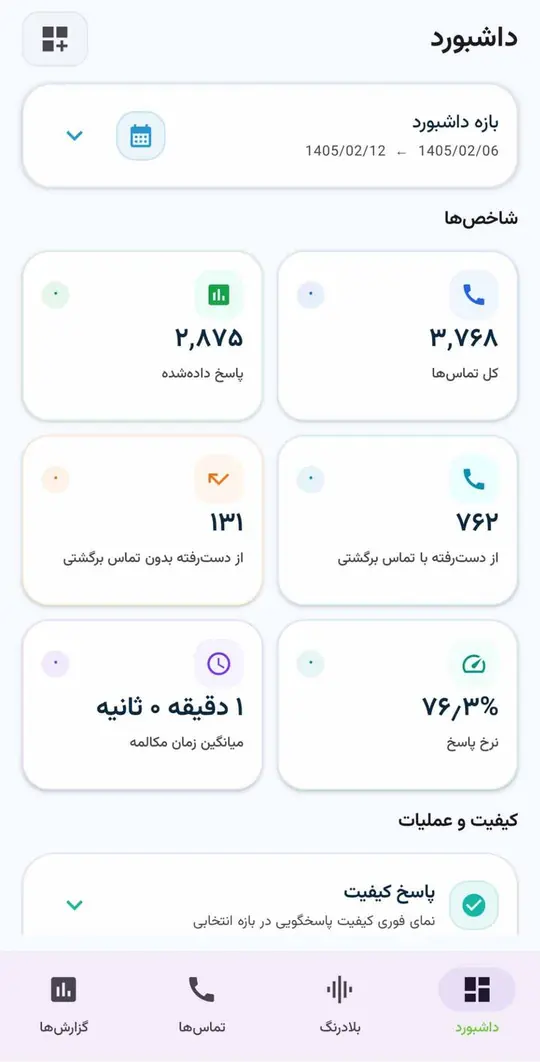 CCMS Android app dashboard